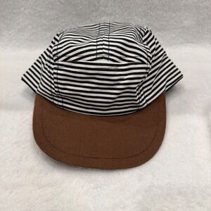 George Hats Size Toddler 5 Panel Snapback Hat Black White Stripes Brown Brim USA